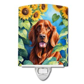 NEW Irish Setter in Sunflowers Ceramic Night Light Compact, UL-Certified, Ideal for Bedroom, Bathroom, Nursery, Hallway, Kitchen, 6x4x3, Multicolor