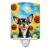 NEW Chihuahua in Sunflowers Ceramic Night Light Compact, UL-Certified, Ideal for Bedroom, Bathroom, Nursery, Hallway, Kitchen, 6x4x3, Multicolor