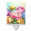 NEW Peonies in Watercolor Ceramic Night Light Compact, UL-Certified, Ideal for Bedroom, Bathroom, Nursery, Hallway, Kitchen, 6x4x3, Multicolor