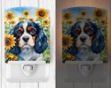 NEW Cavalier Spaniel in Sunflowers Ceramic Night Light Compact, UL-Certified, Ideal for Bedroom, Bathroom, Nursery, Hallway, Kitchen, 6x4x3