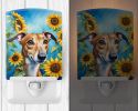 NEW Greyhound in Sunflowers Ceramic Night Light Compact, UL-Certified, Ideal for Bedroom, Bathroom, Nursery, Hallway, Kitchen, 6x4x3, Multicolor