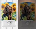 NEW Boykin Spaniel in Sunflowers Ceramic Night Light Compact, UL-Certified, Ideal for Bedroom, Bathroom, Nursery, Hallway, Kitchen, 6x4x3, Multicolor