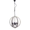 Calder Wooden Orb Shape Chandelier With Metal Chain And Six Bulb Holders, White