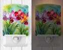 NEW Orchids in Watercolor Ceramic Night Light Compact, UL-Certified, Ideal for Bedroom, Bathroom, Nursery, Hallway, Kitchen, 6x4x3, Multicolor