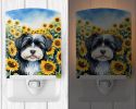 NEW Havanese in Sunflowers Ceramic Night Light Compact, UL-Certified, Ideal for Bedroom, Bathroom, Nursery, Hallway, Kitchen, 6x4x3, Multicolor