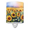 NEW Sunflowers in Watercolor Ceramic Night Light Compact, UL-Certified, Ideal for Bedroom, Bathroom, Nursery, Hallway, Kitchen, 6x4x3, Multicolor