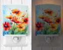 NEW Gerbera Daisies in Watercolor Ceramic Night Light Compact, UL-Certified, Ideal for Bedroom, Bathroom, Nursery, Hallway, Kitchen, 6x4x3, Multicolor