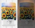 NEW Sunflowers in Watercolor Ceramic Night Light Compact, UL-Certified, Ideal for Bedroom, Bathroom, Nursery, Hallway, Kitchen, 6x4x3, Multicolor