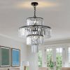 Black Luxury Crystal Chandelier Modern Chandeliers Lights Fixture Hanging Pendant Light Fixture for Dining Room Bedroom Living Room Dia 19.7 Inch-Blac